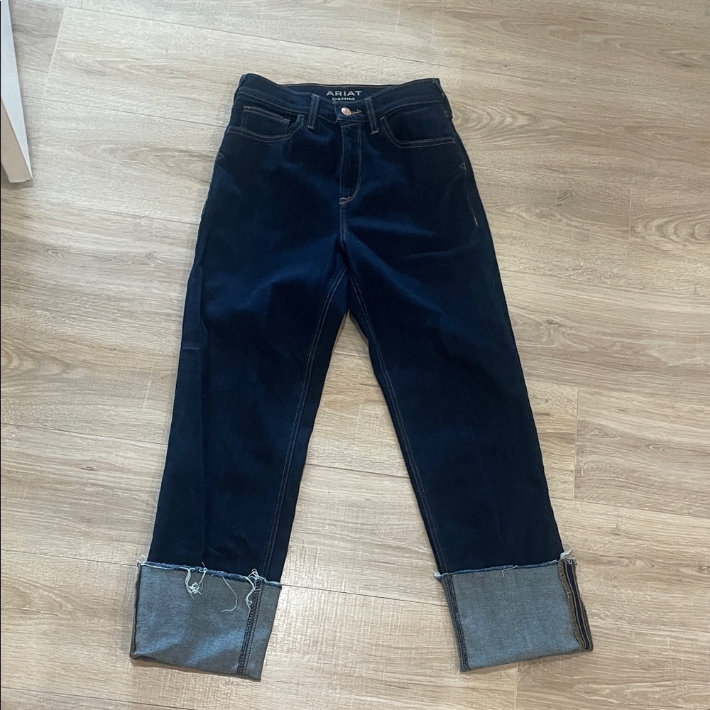 Ariat Navy Rolled-Hem Straight Jeans
